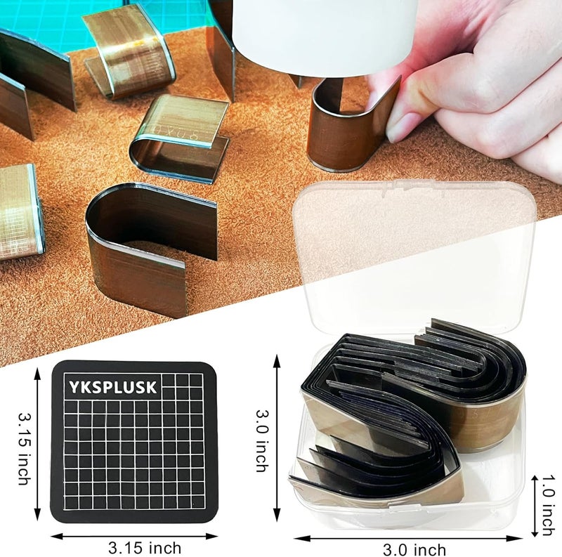 YKSPLUSK 18 Pieces Leather Corner Punch Set, Leather End Punch Tool High Carbon Steel Corner Cutter Tools, Corner Trimmers Punch with Mat & Box, Edge Trimmer for DIY Leathercrafts - Image 3